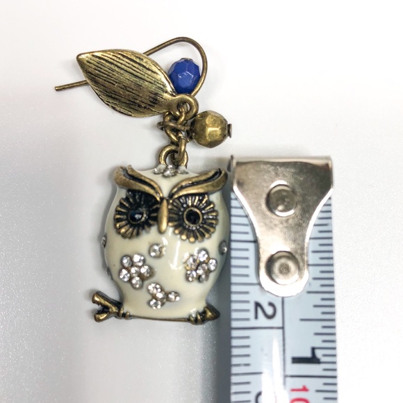Enamel Owl Earrings With Jeweled Details - Picture 5 of 5